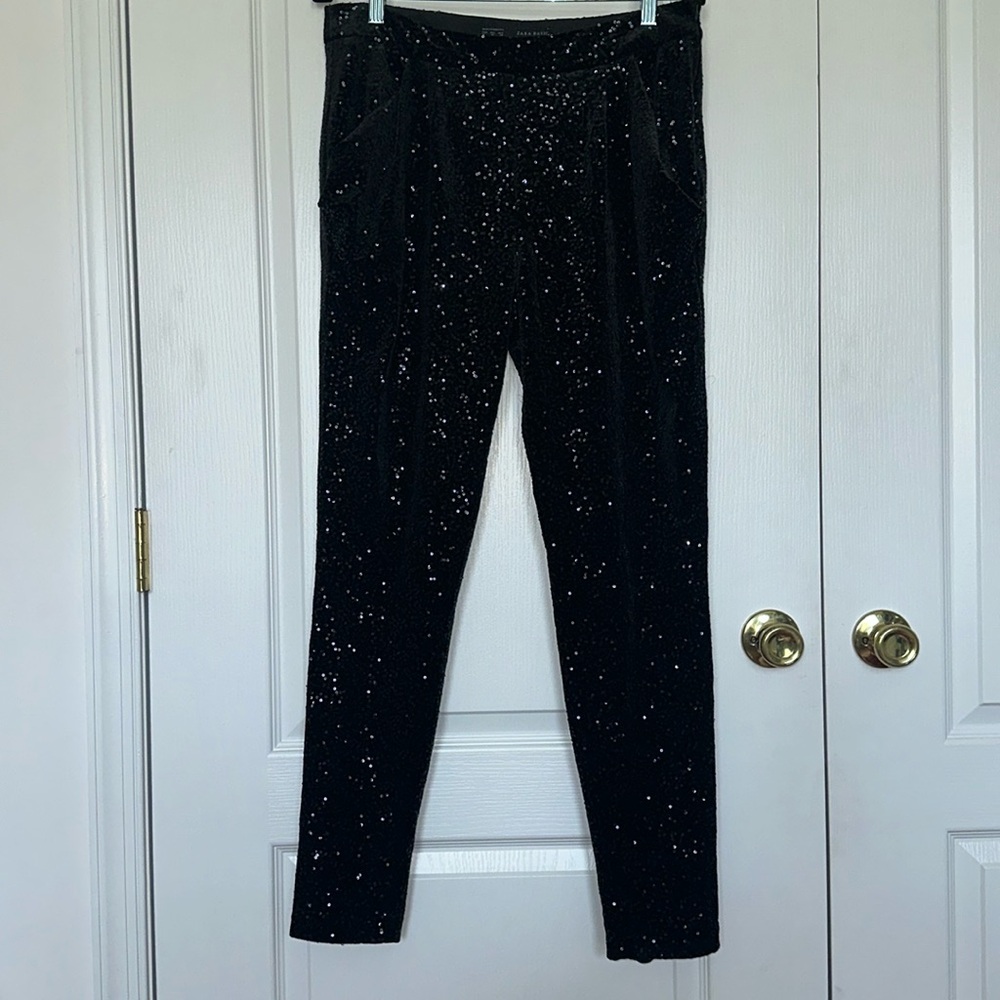 Zara sequin joggers. Pockets.  Tag number 2041202800